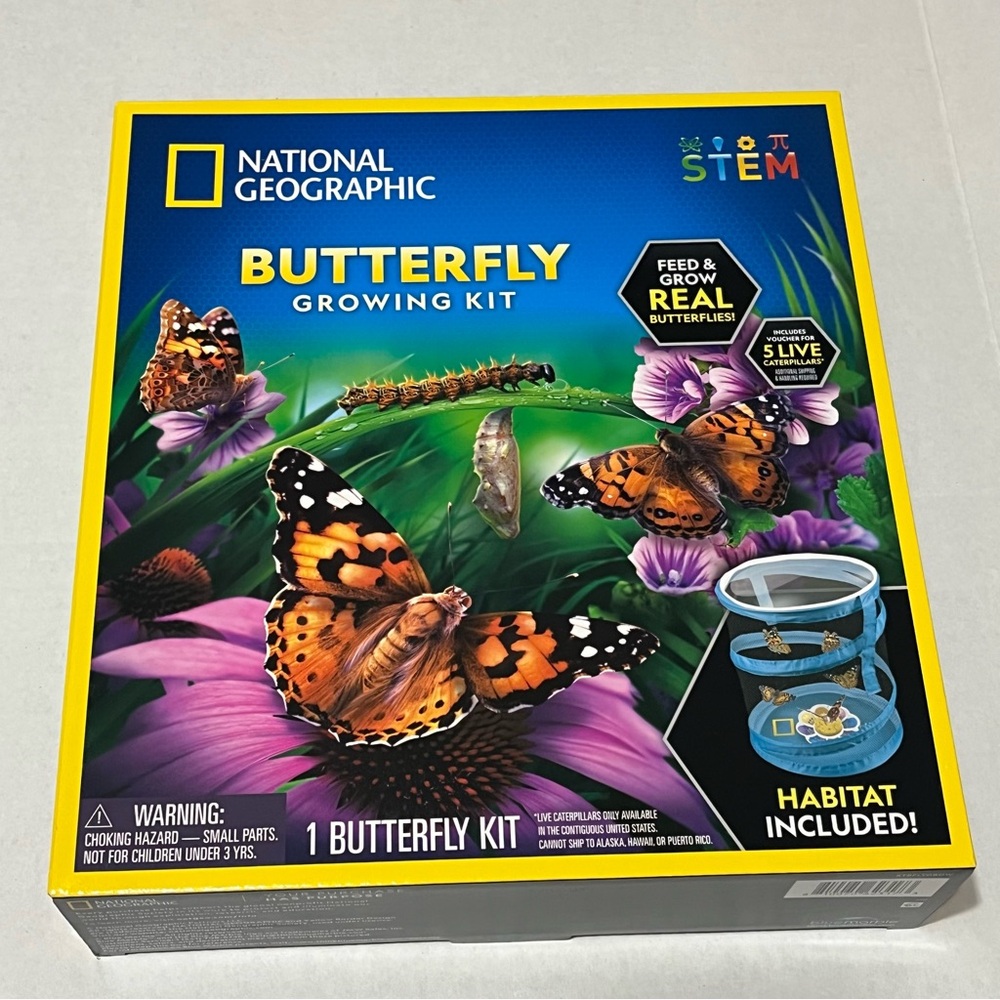 National Geographic STEM Butterfly Growing Kit New in Package